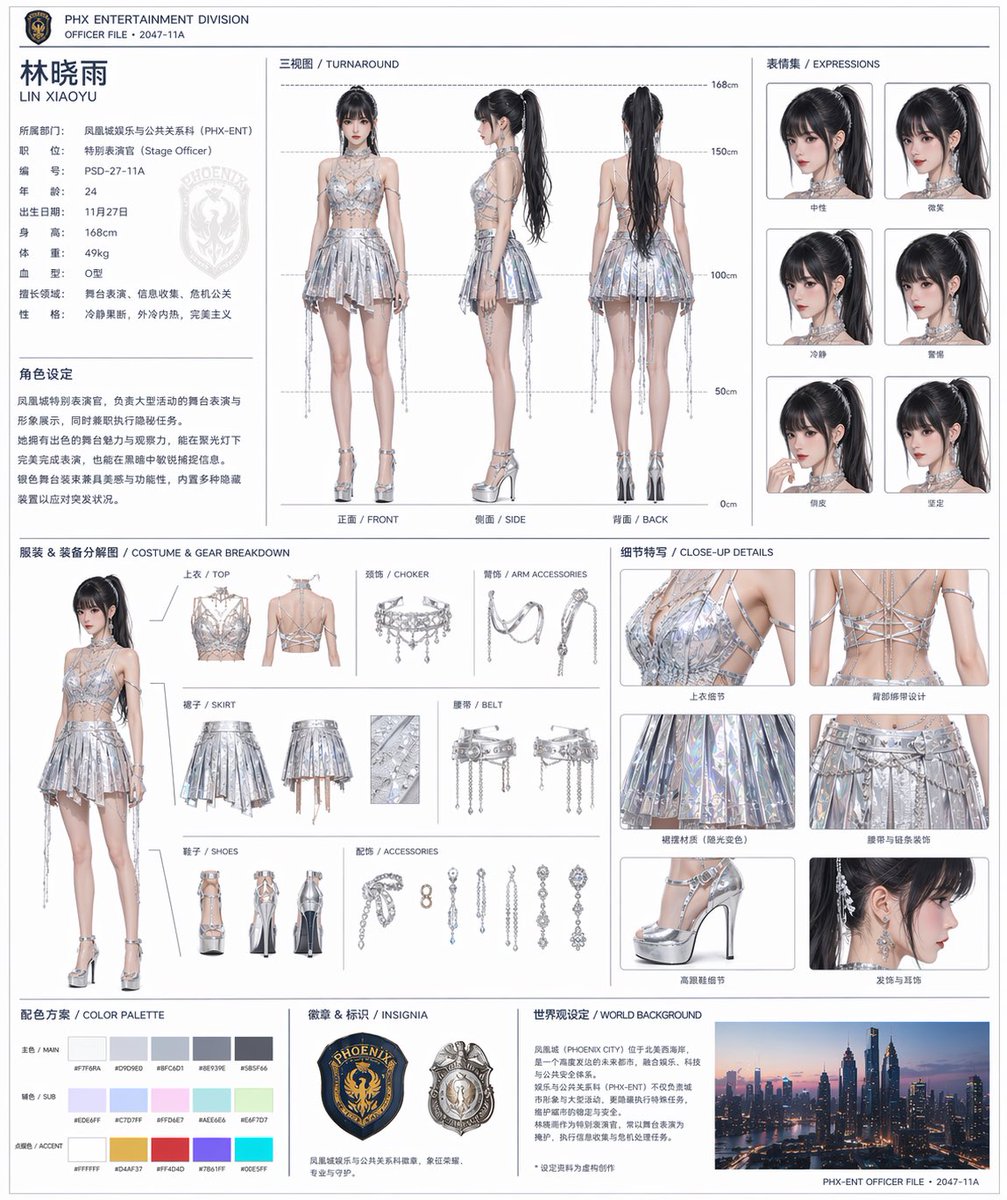 Official Character Concept Sheet — Multi-View & Expression Prompt