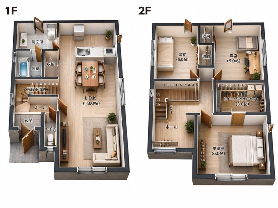 3D Isometric Japanese House Floor Plan — Sora 2 Prompt
