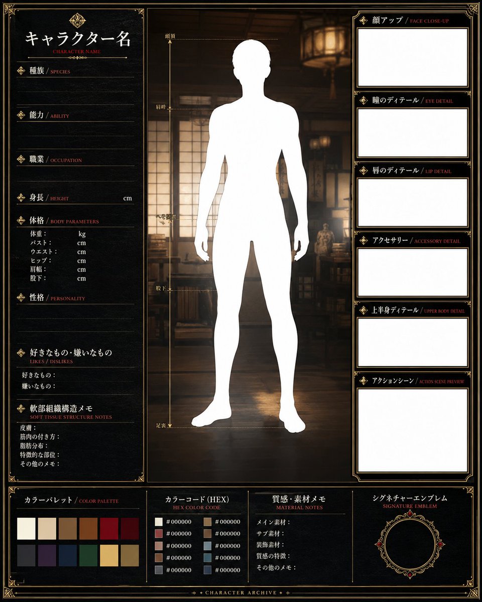 Dark Fantasy RPG Character Sheet — Sora 2 Prompt