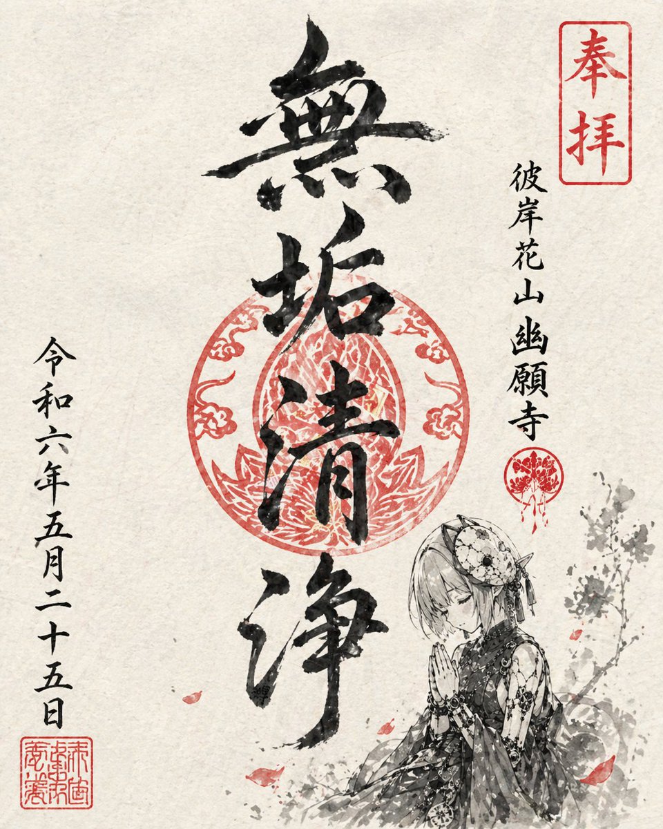 Goshuin-Stil Charakterillustration — Tusche & Zinnober Promp