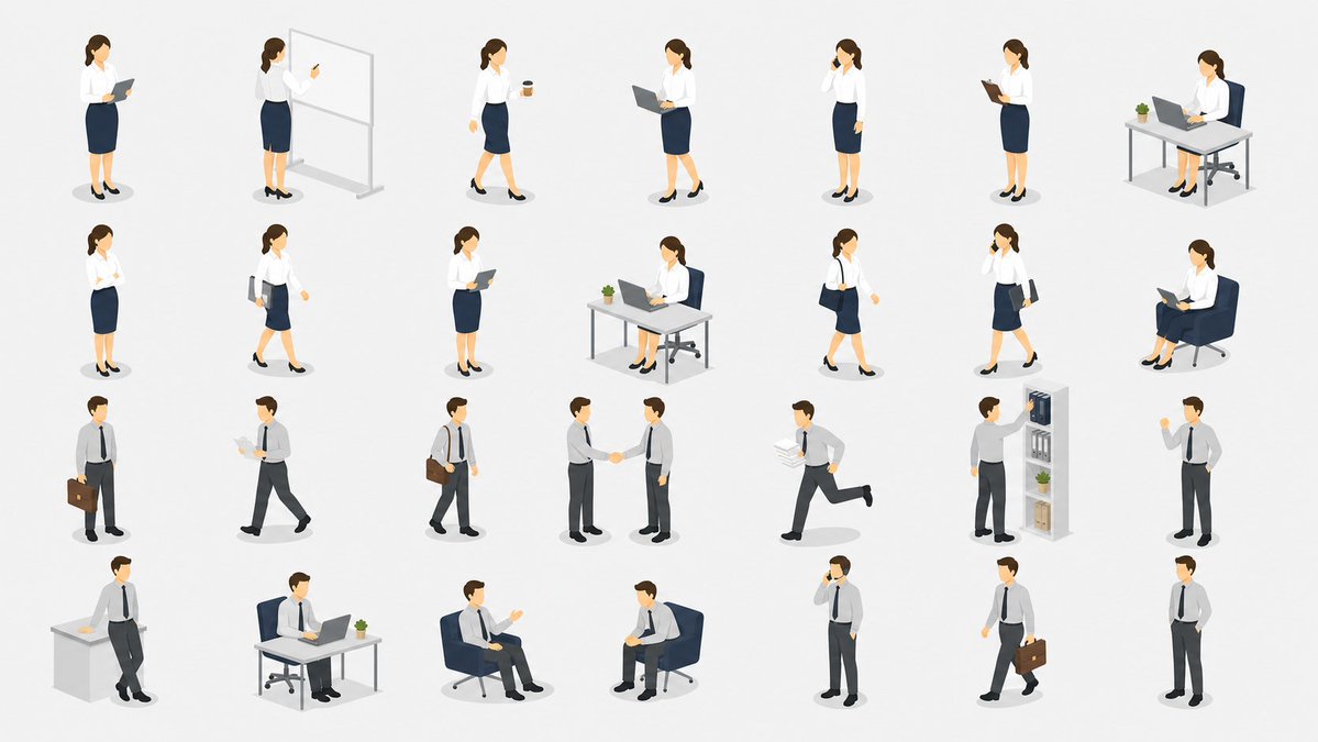Isometric Business People — 28-Character Office Illustration Set
