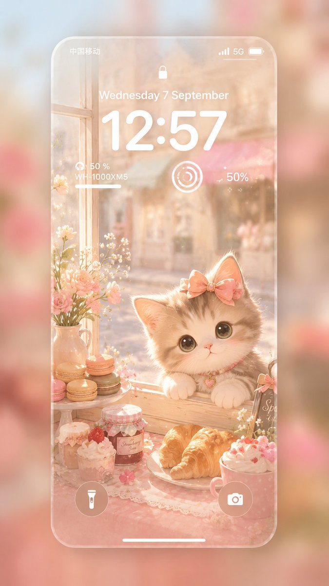Kitten Café Lock Screen Wallpaper — Dreamy iOS Aesthetic
