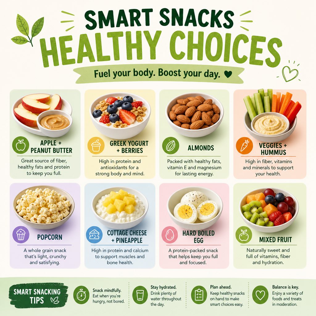 Healthy Snack Infographic — 8 Ideas & 4 Tips Poster