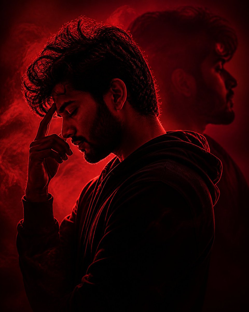 Deep Red Noir Double Exposure Portrait — Sora 2 Prompt