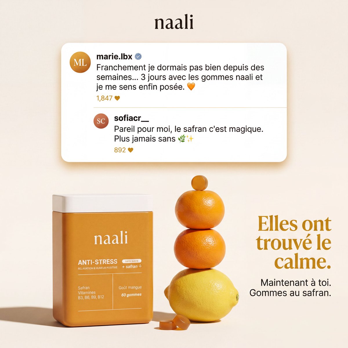 French Saffron Gummy Ad — Premium Health Product Mockup