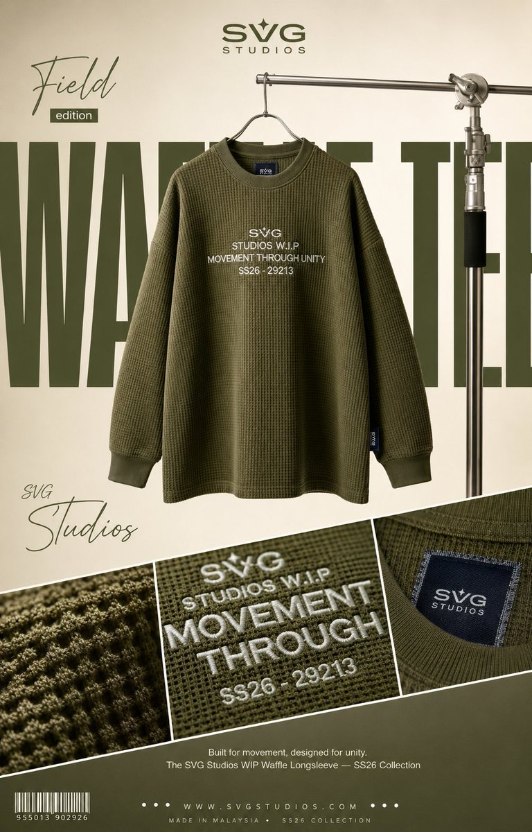 Minimalist Fashion Poster — Olive Waffle Tee Lookbook