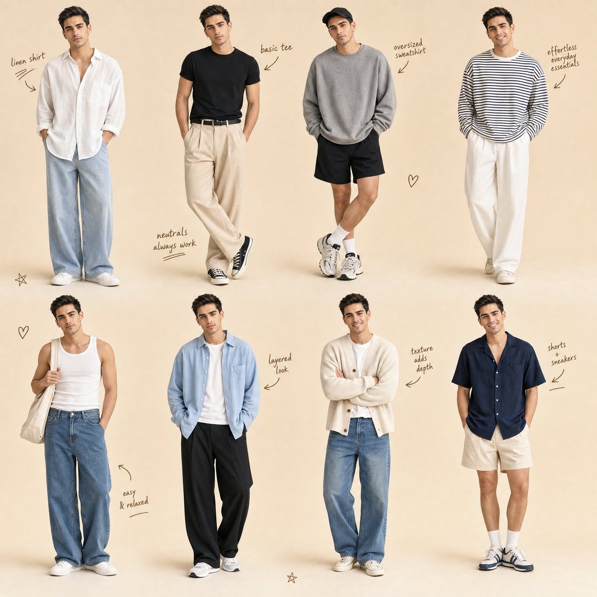 Minimalist Men's Fashion Collage — Sora 2 AI Prompt
