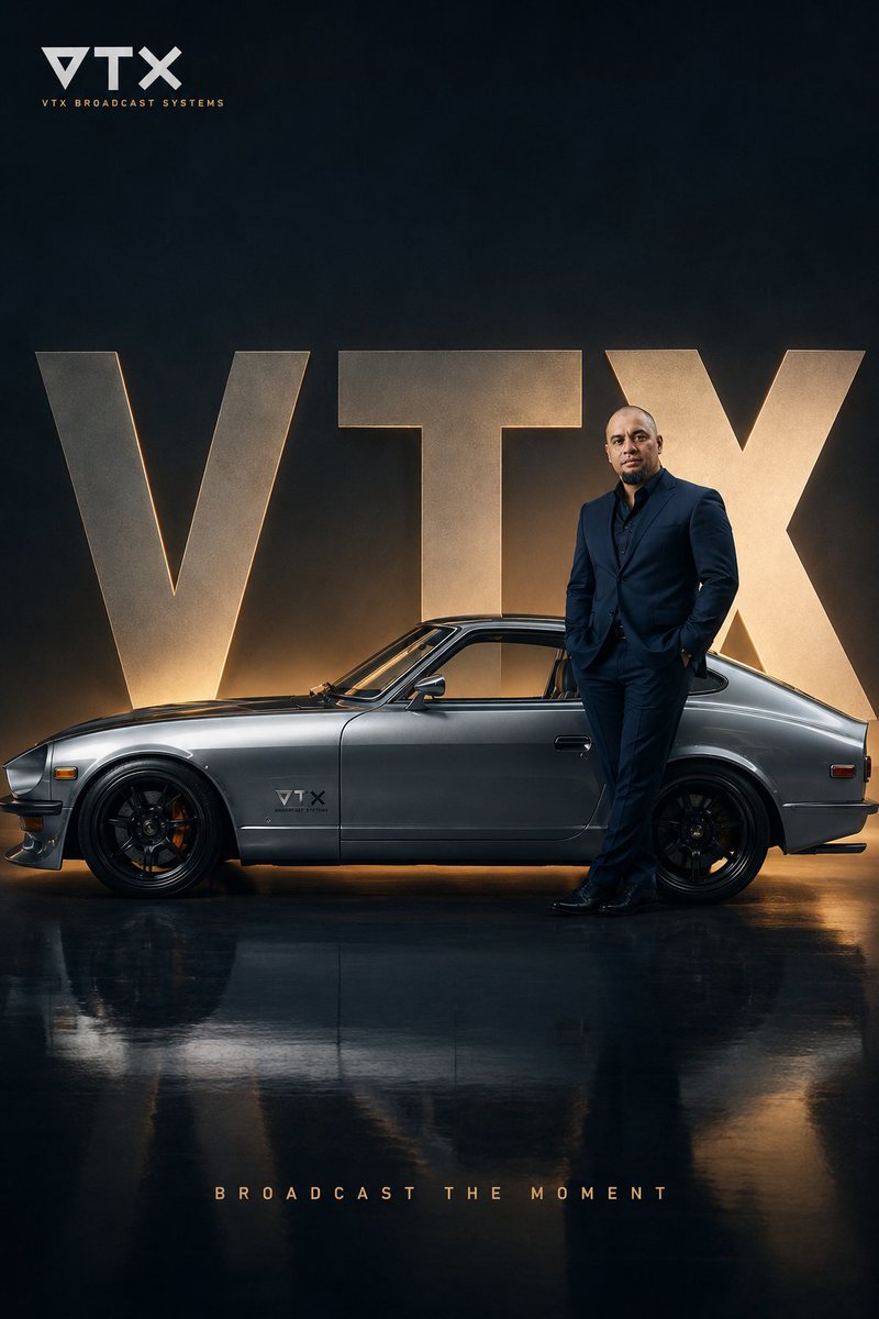 Cinematic Luxury Car Poster — VTX Broadcast Systems Prompt