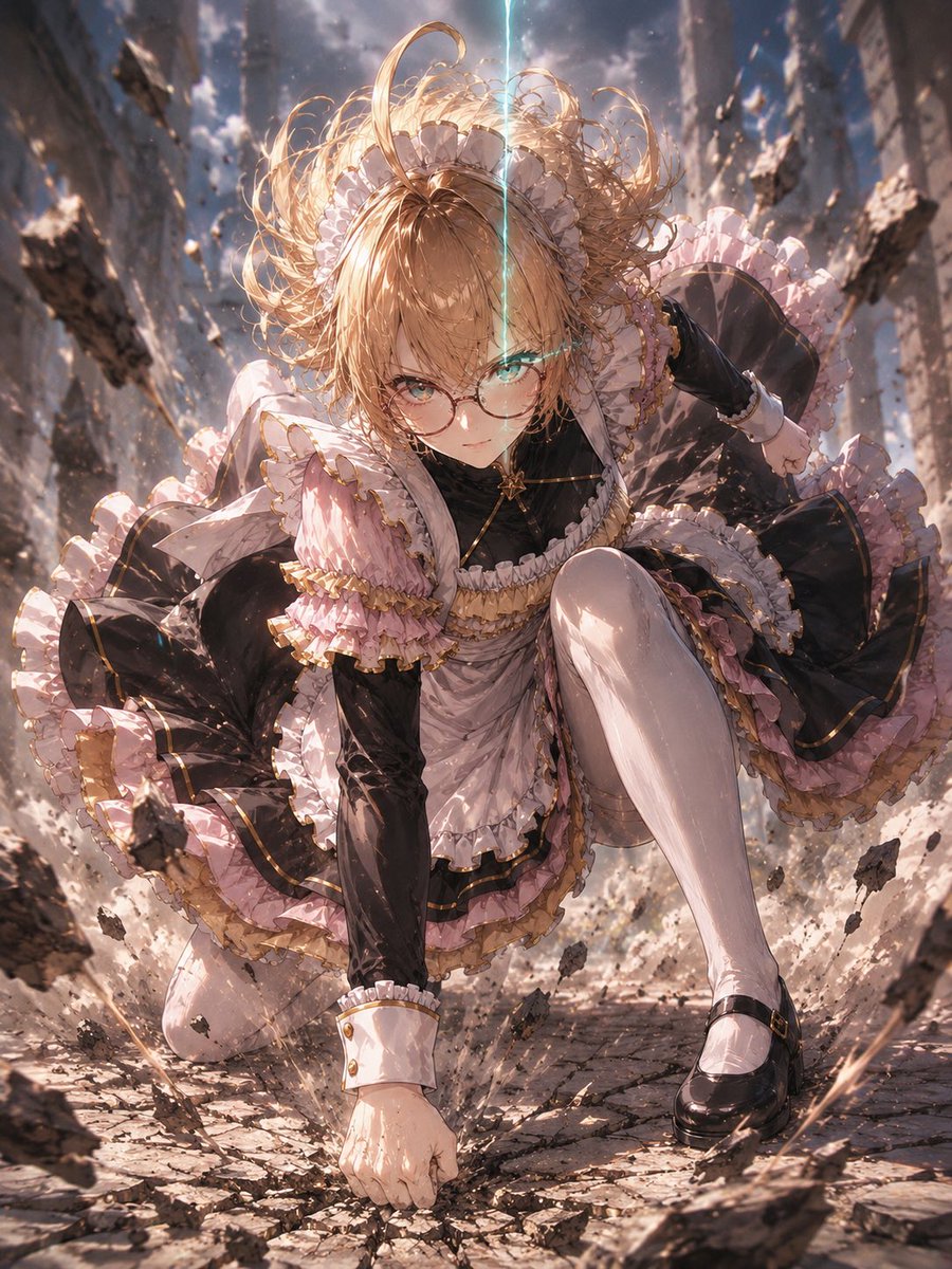 Gothic Maid Superhero Landing — Sora 2 Anime Prompt