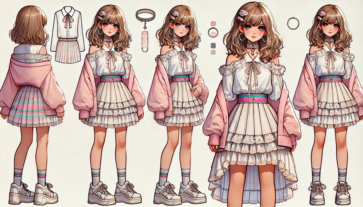 Pastel Street Lolita 参考图集 — 动漫时尚角色设计 Prompt