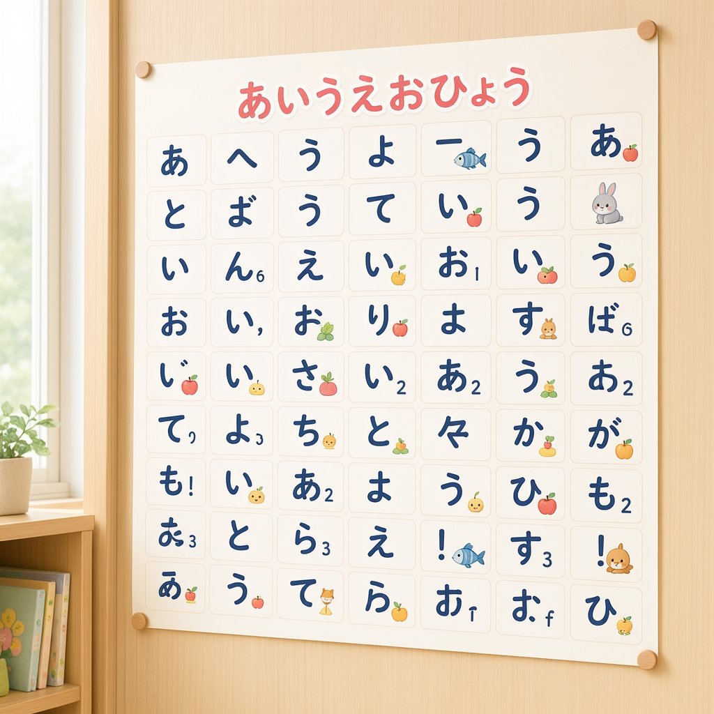 Cute Japanese Hiragana Learning Poster — AI Prompt