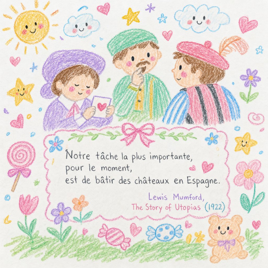 Whimsical Crayon Utopia Quote — Storybook Children Art