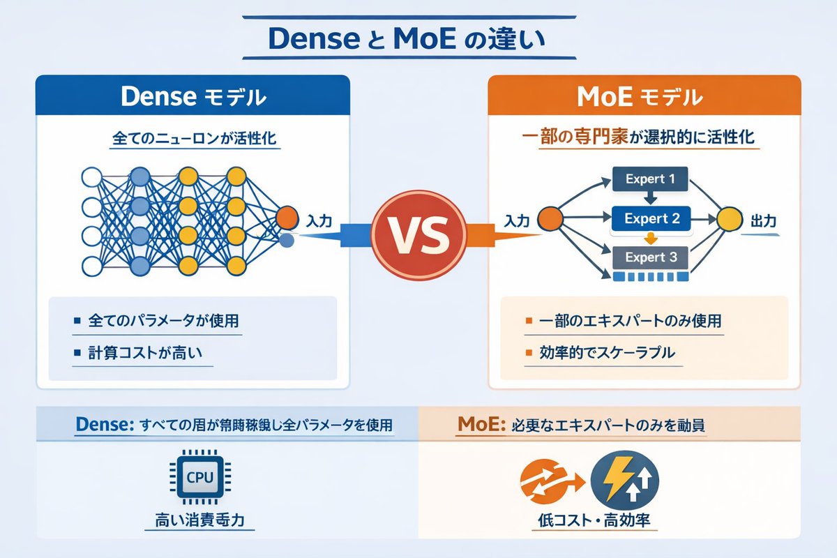 Dense vs MoE Infographic — AI Model Comparison Diagram