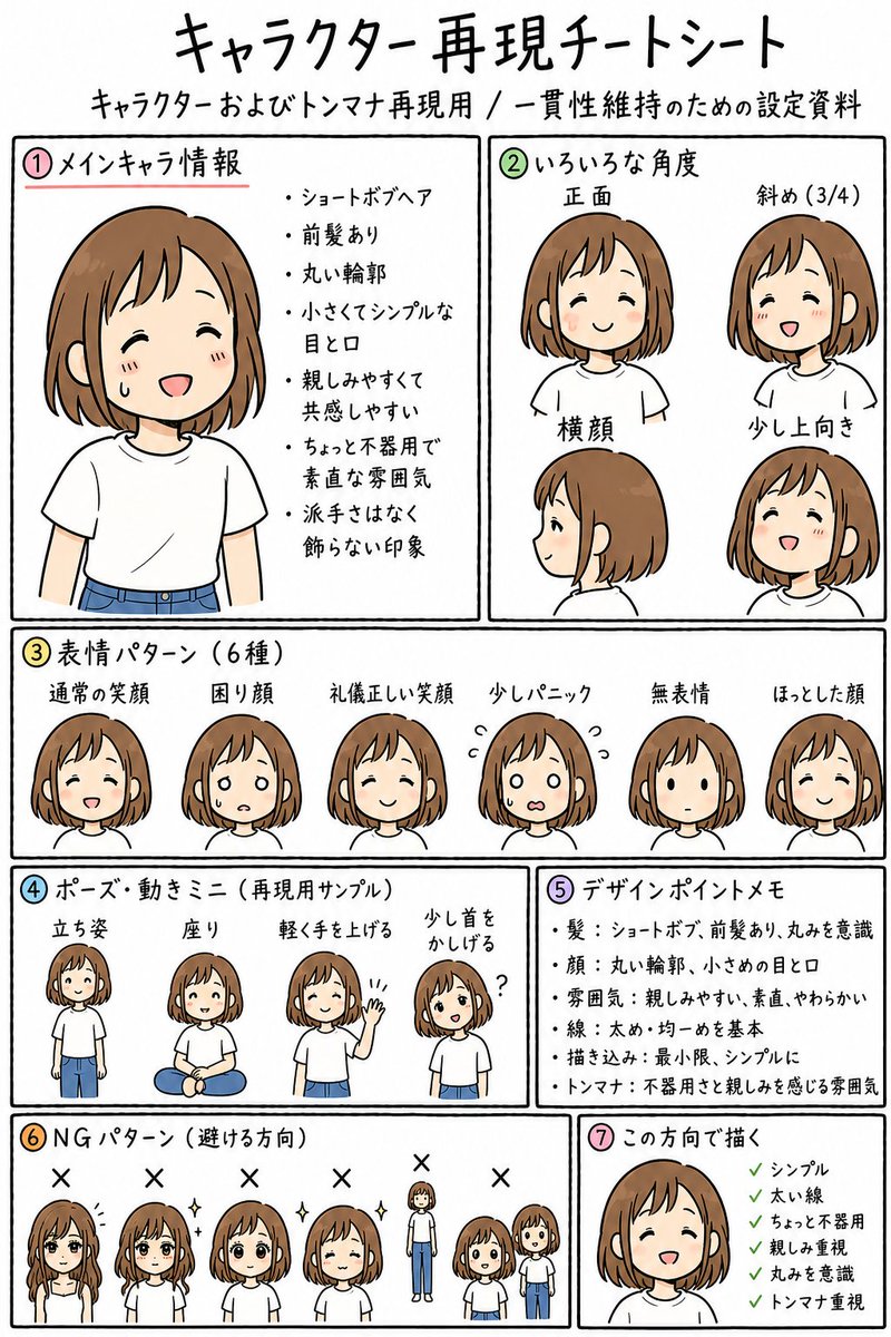 LINE Sticker Character Cheat Sheet — Consistent Anime Girl Prompt