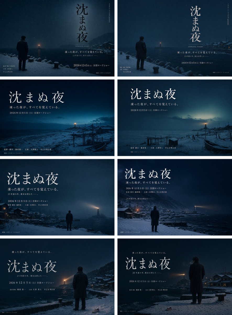 Japanese Mystery Film Poster Grid — Cinematic Concept Art