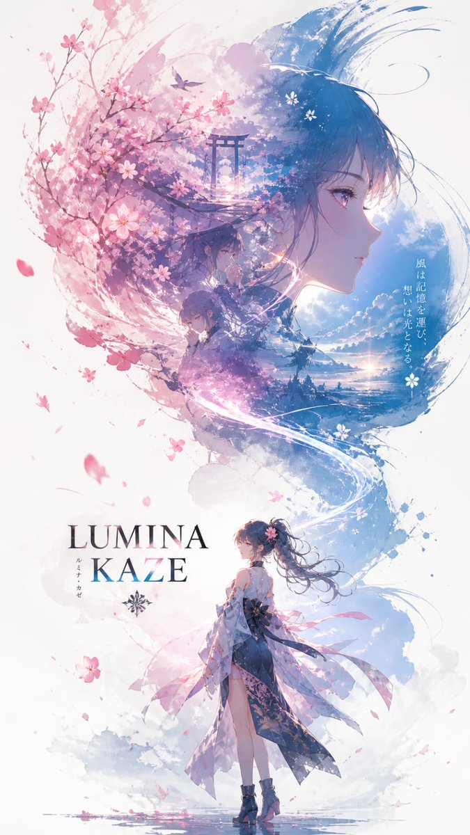 Anime Double Exposure Poster — Cinematic Sakura Portrait Prompt