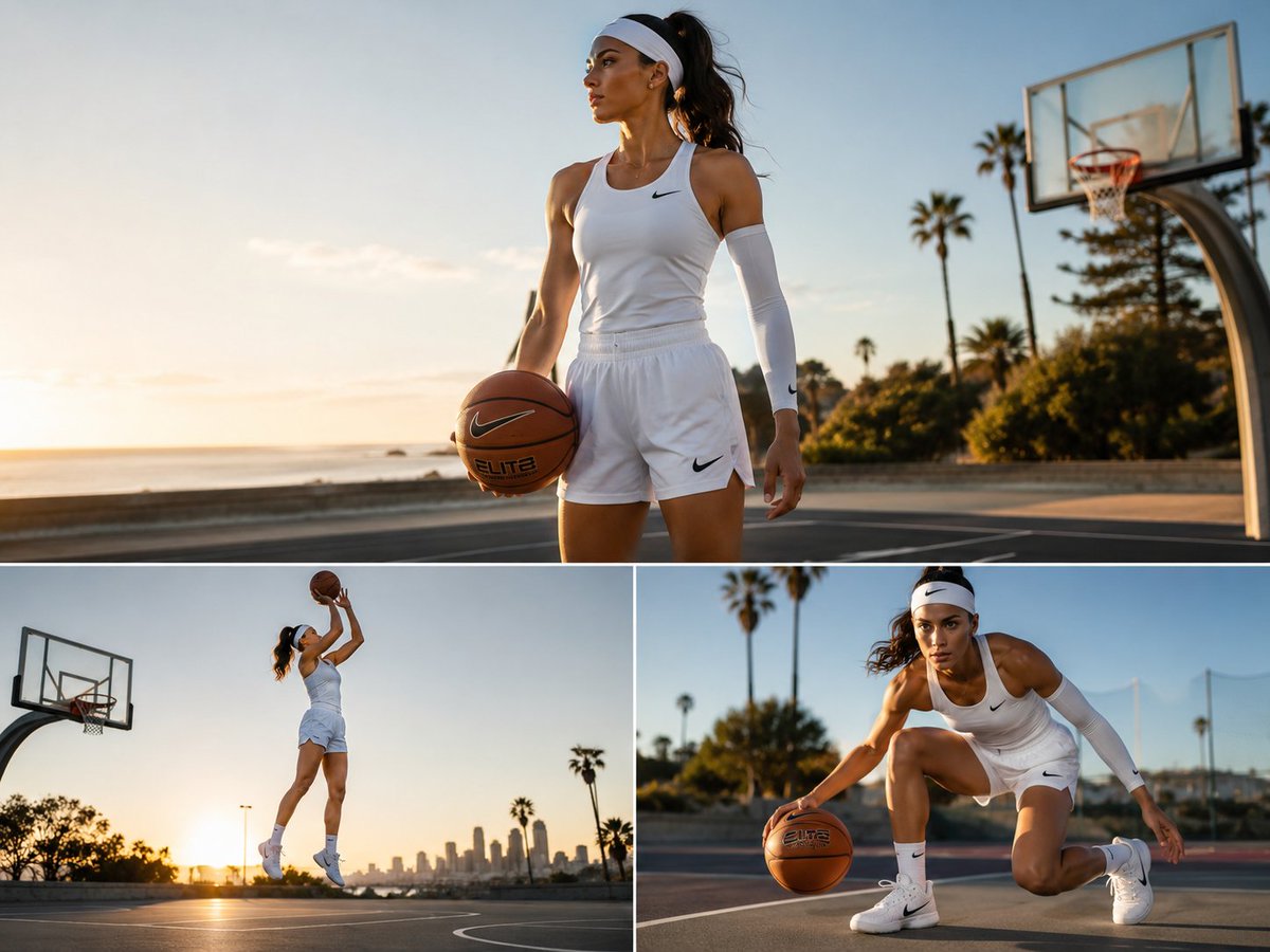 Golden Hour Basketball Triptych — Cinematic Prompt