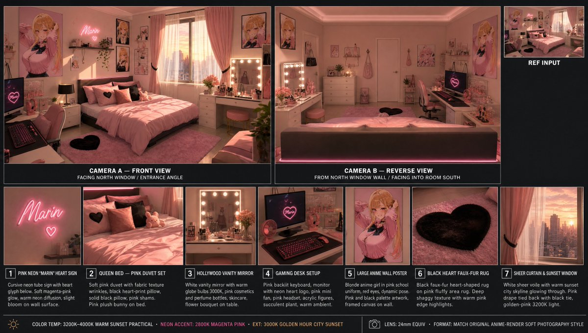 Pink Anime Bedroom — Sora 2 Spatial Reference Project