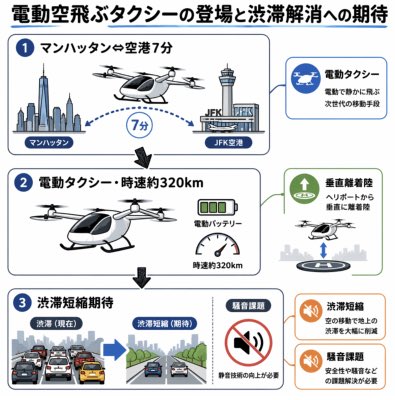 Japanese eVTOL Air Taxi Infographic — Speed & Commute Prompts