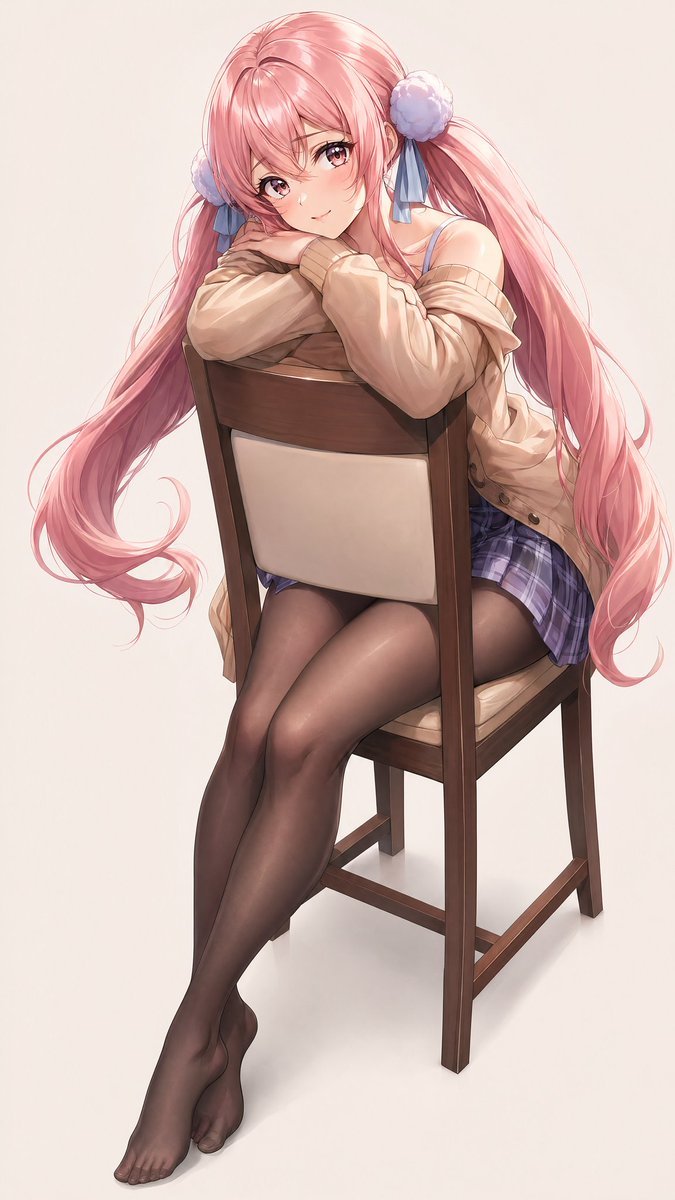 Ragazza Anime Seduta al Contrario su Sedia — Prompt per Ritr