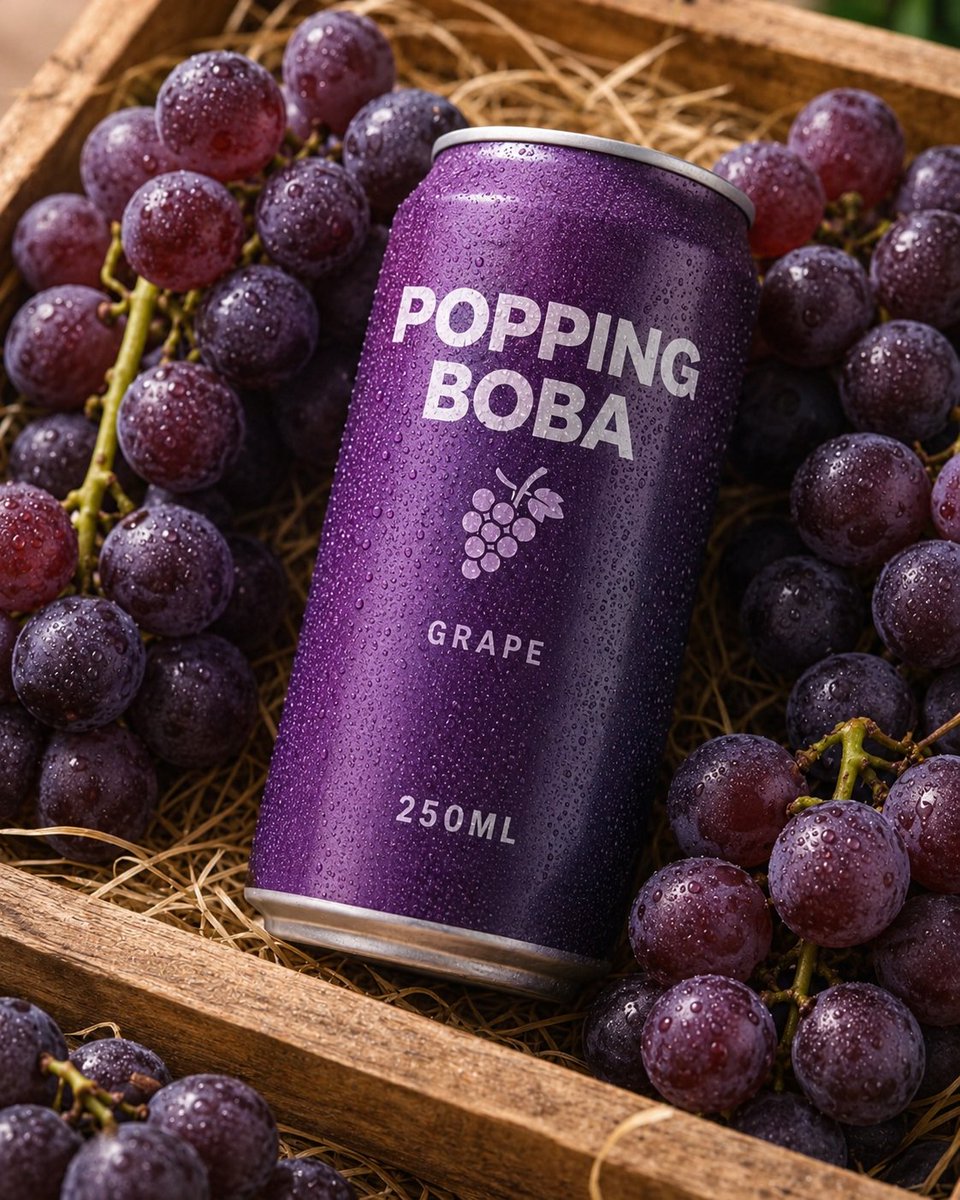 Hyper-Realistic Popping Boba Grape Soda — Sora 2 Prompt