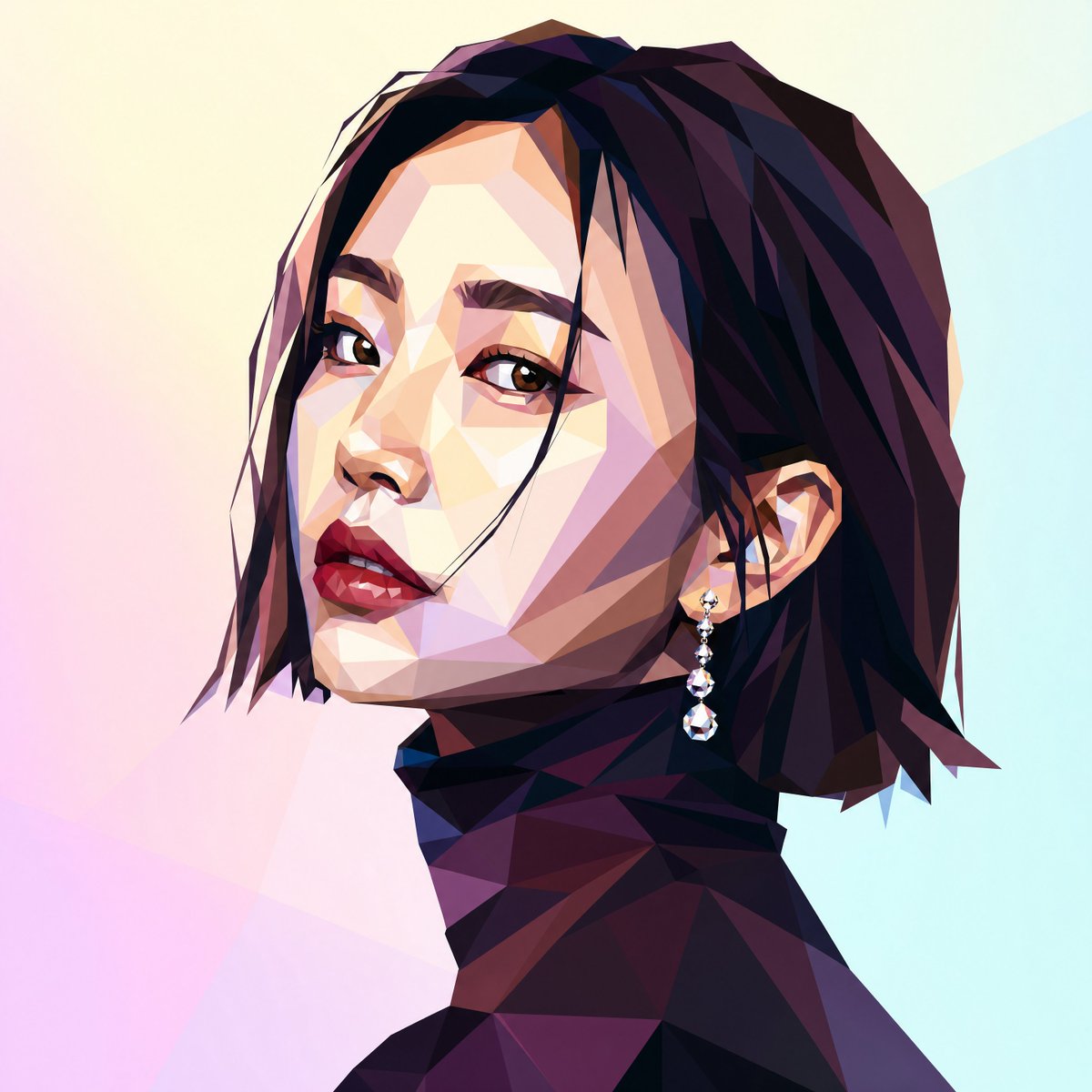 Low-Poly Portrait with Face Mask — Sora 2 Prompt