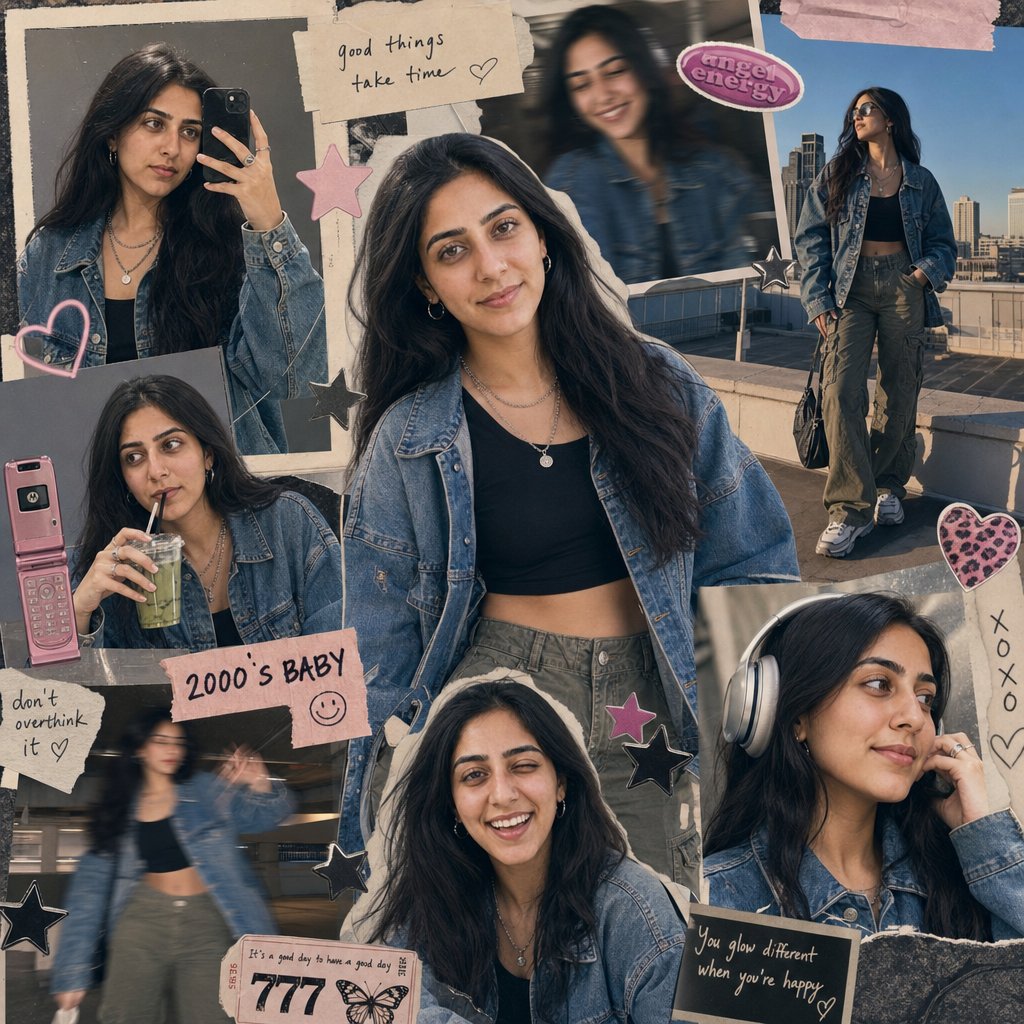 Y2K Dreamy Scrapbook Portrait Collage — Sora 2 Prompt
