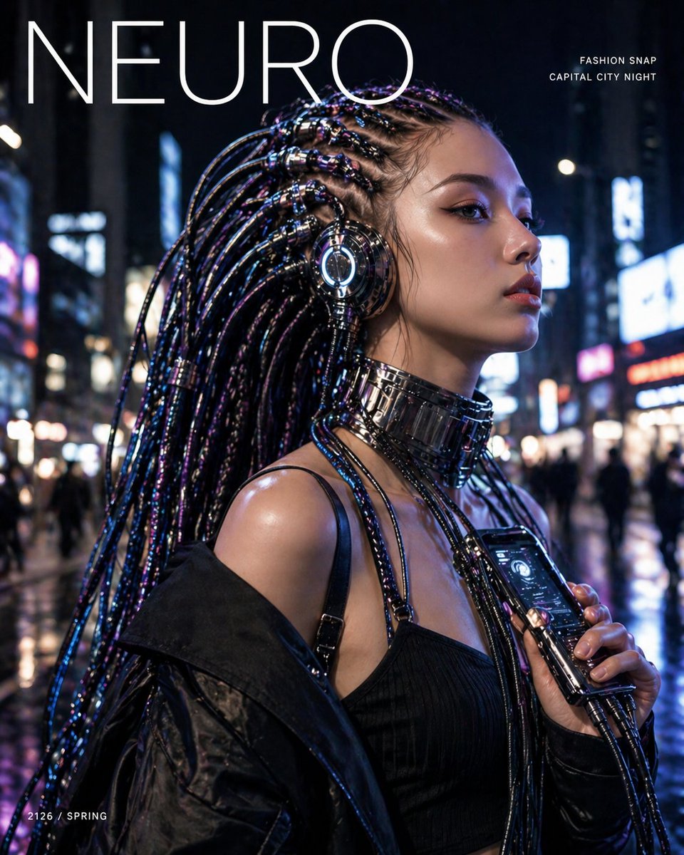 Cyberpunk Neon City Magazine Cover — Sora 2 Prompt