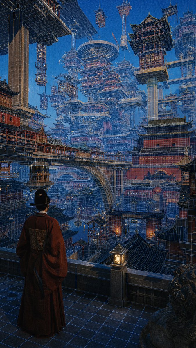 Cyberpunk Imperial Palace City — Vertical Sora 2 Prompt