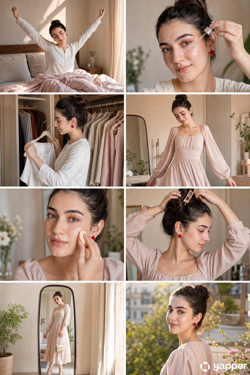 8-Frame Cinematic GRWM Prompt — Soft & Modern