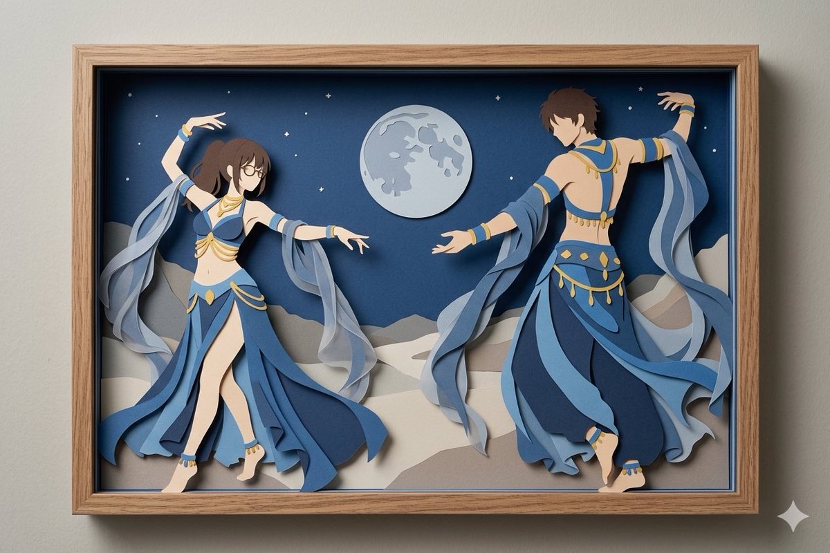 Anime Shadow Box Diorama — Paper-Cut Dancers