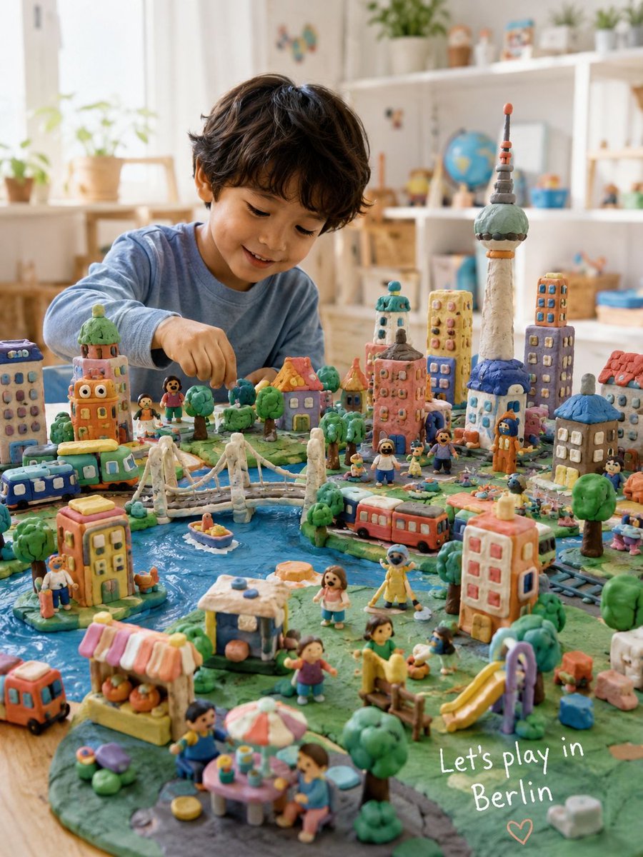 Clay City Diorama — Child's Handmade Play Scene