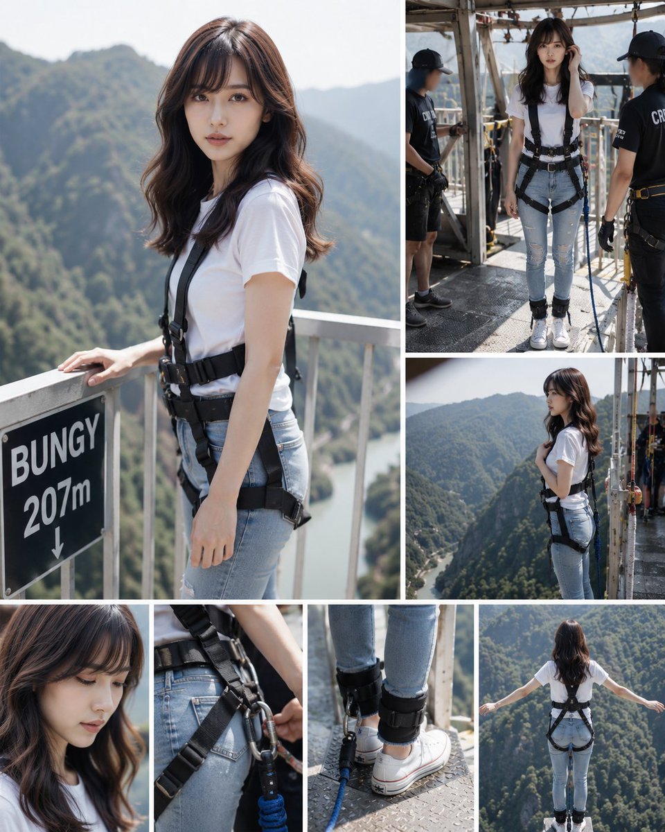 Bungee Jumping Collage — Realistic Multi-Panel Adventure Prompt