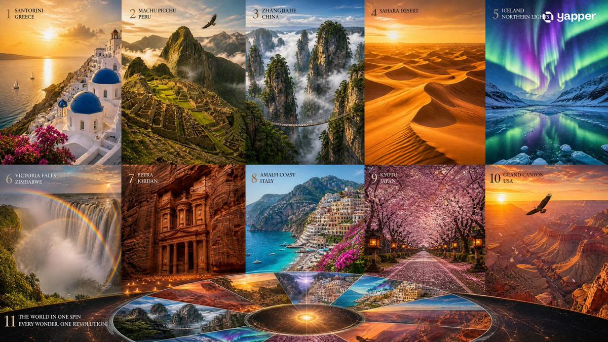 Cinematic Travel Bucket List Poster — 10 Iconic Destinations Montage
