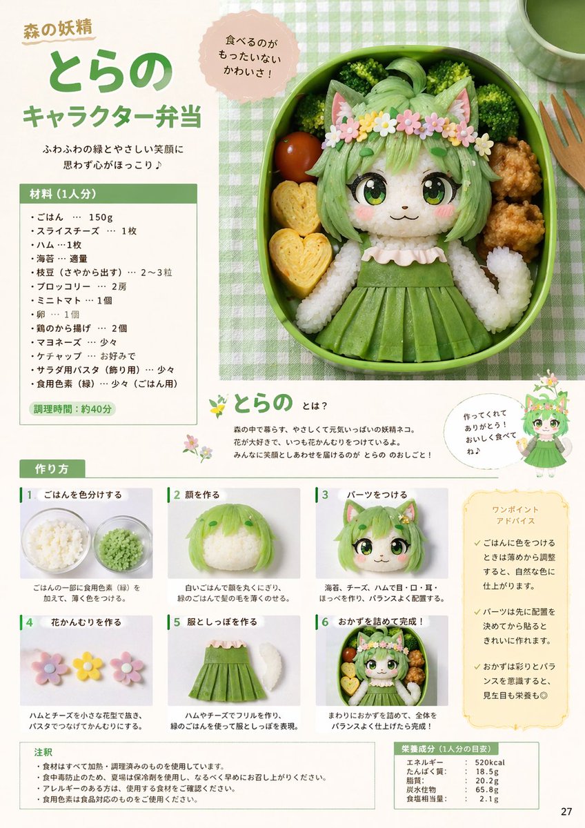 Kyaraben Character Bento Magazine Recipe Layout — Sora 2 Prompt