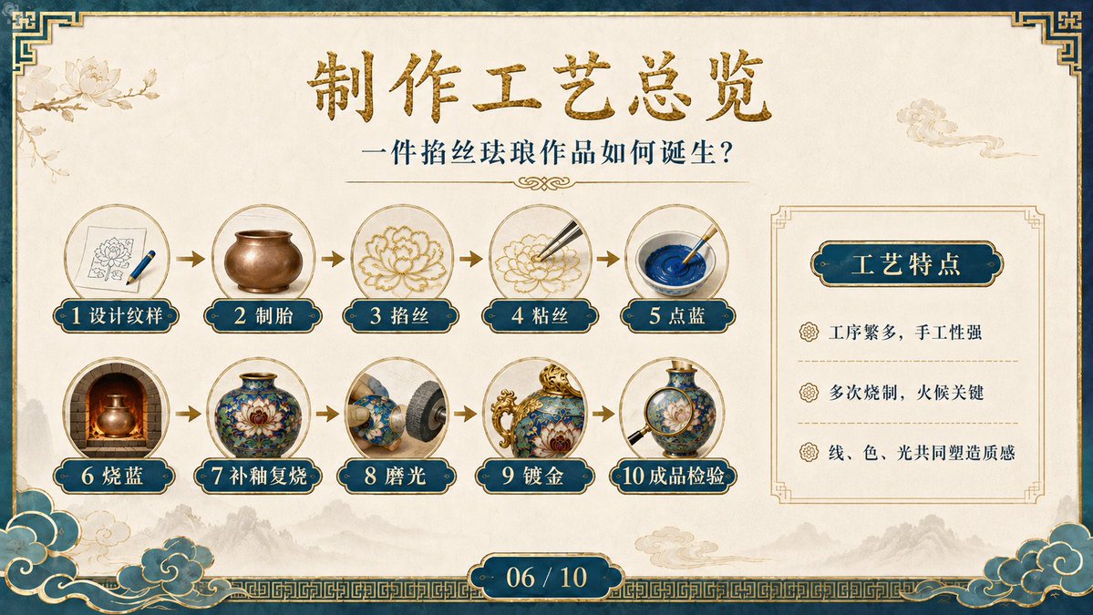 Chinese Cloisonné Craft Process — Sora 2 Presentation
