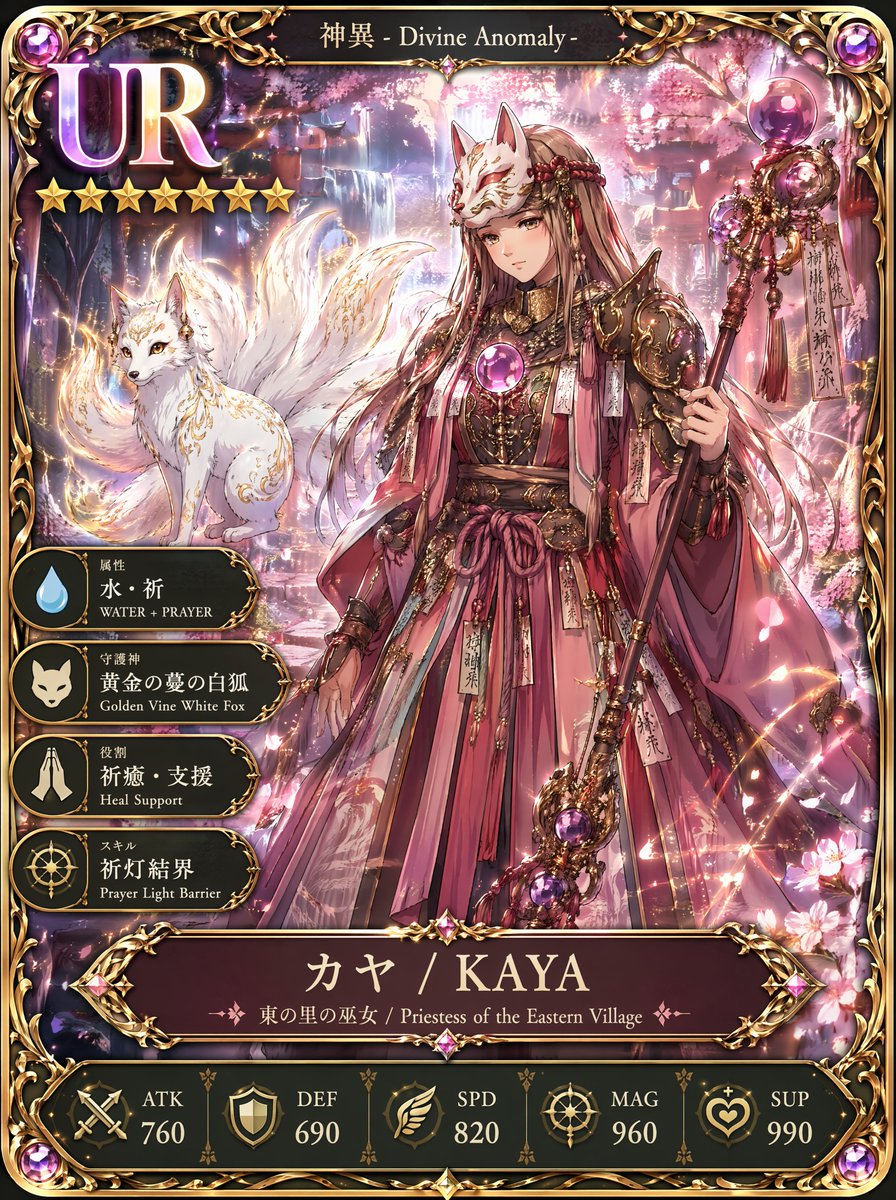 UR神圣狐巫女动漫TCG卡牌 — Sora 2提示词