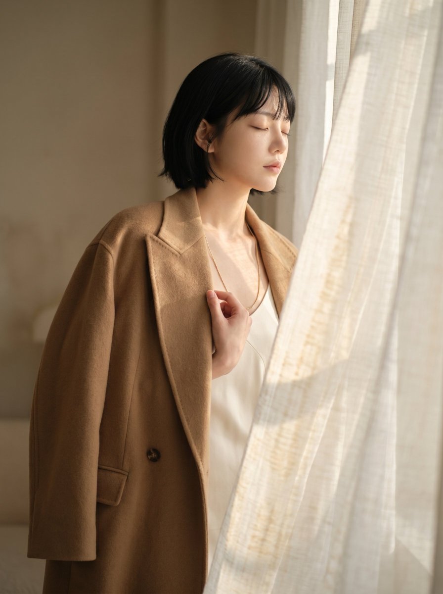 Quiet Luxury Camel Coat Portrait — Sora 2 Prompt