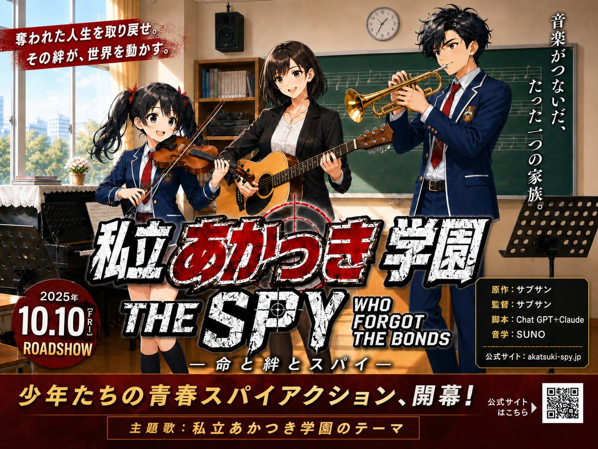 Japanese School Spy Anime Poster — Sora 2 Prompt