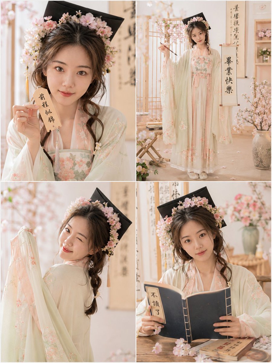 Hanfu Graduation Photo Grid — Sora 2 AI Prompt