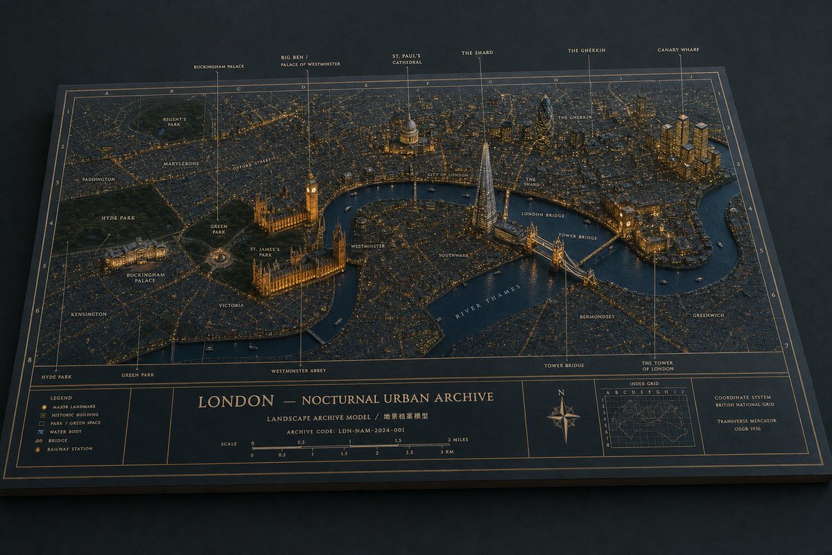 London Nocturnal Urban Archive — 3D Relief Map Prompt