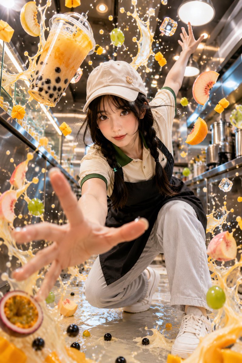 Tropical Mango Bubble Tea Splash — Cinematic Prompt