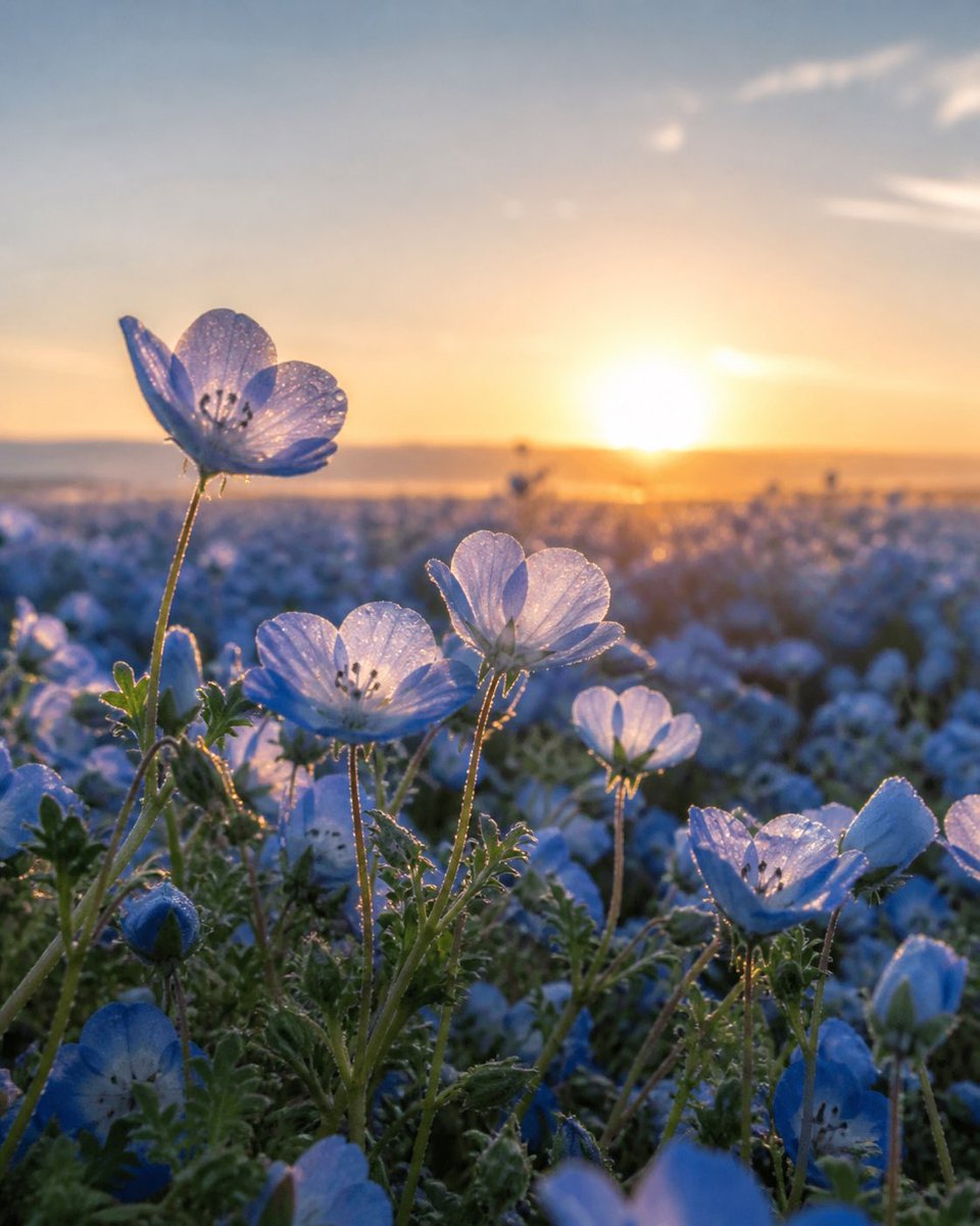 Dewy Baby Blue Eyes Macro — Sora 2 Sunrise Prompt