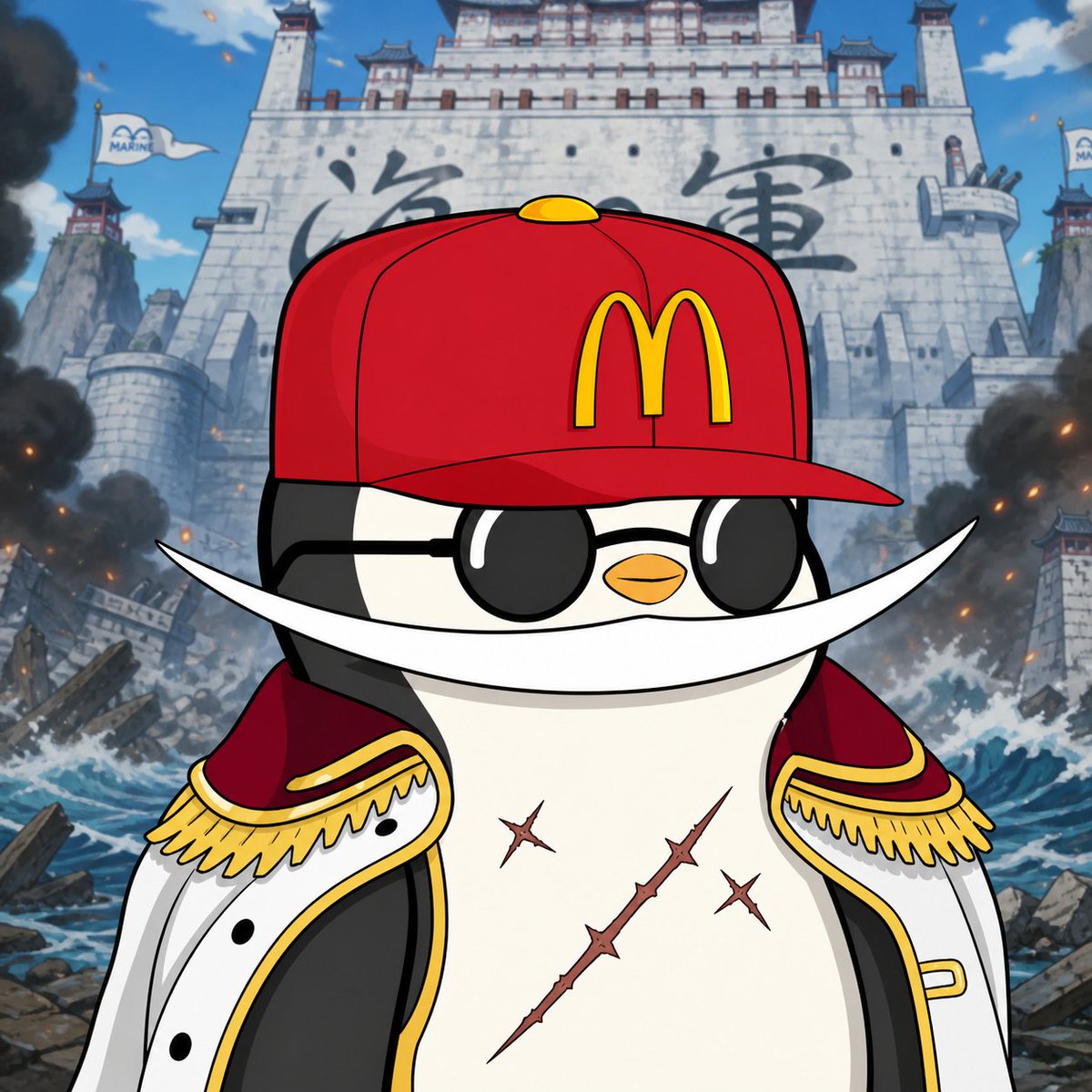 Anime Penguin Admiral Meme — Sora 2 Prompt