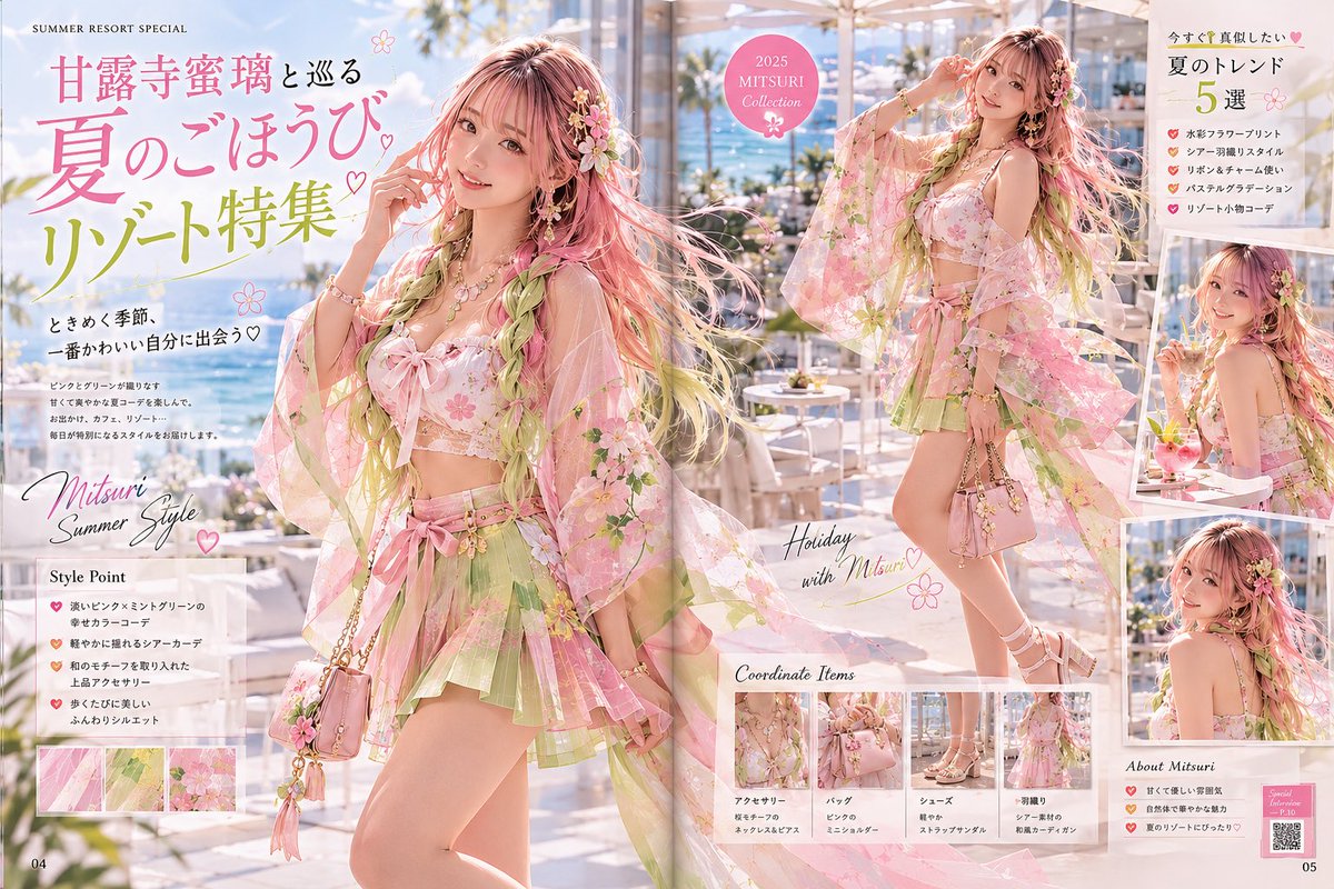 Anime Summer Magazine — Mitsuri Beach Fashion Prompt