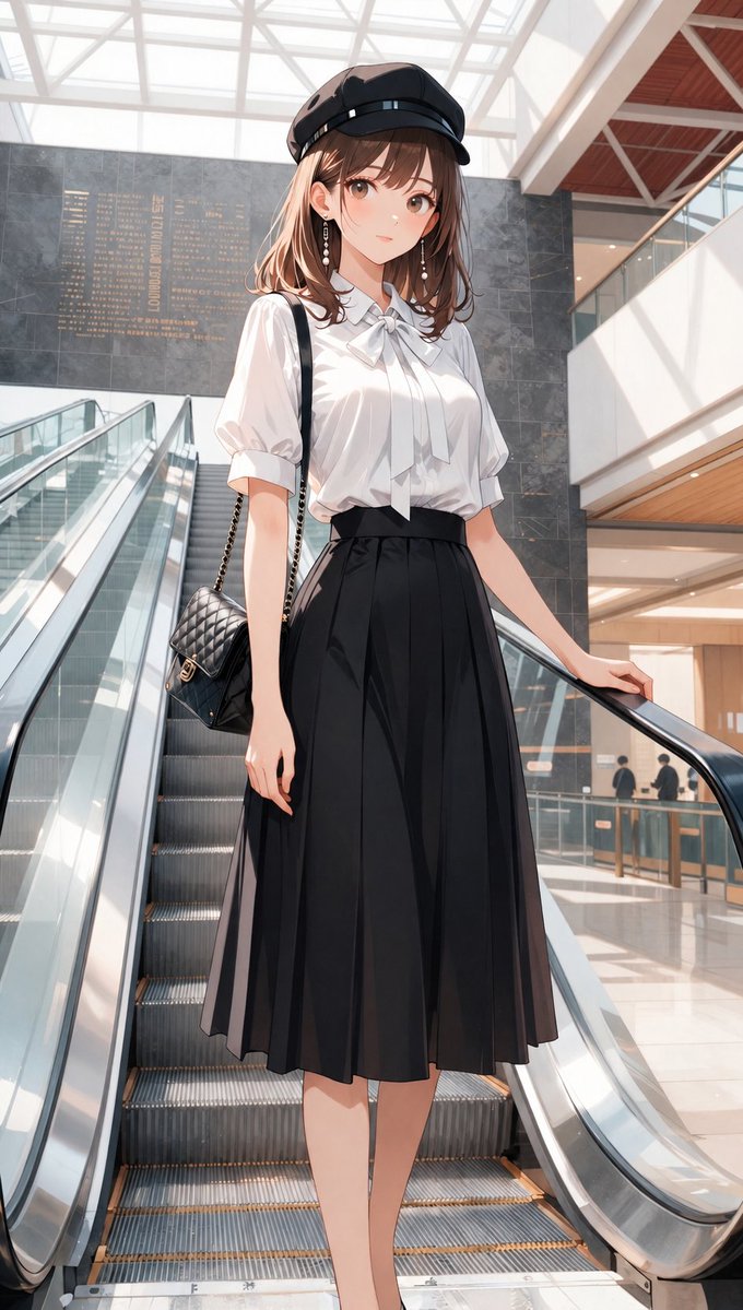 Anime Escalator Fashion Portrait — Sora 2 Prompt