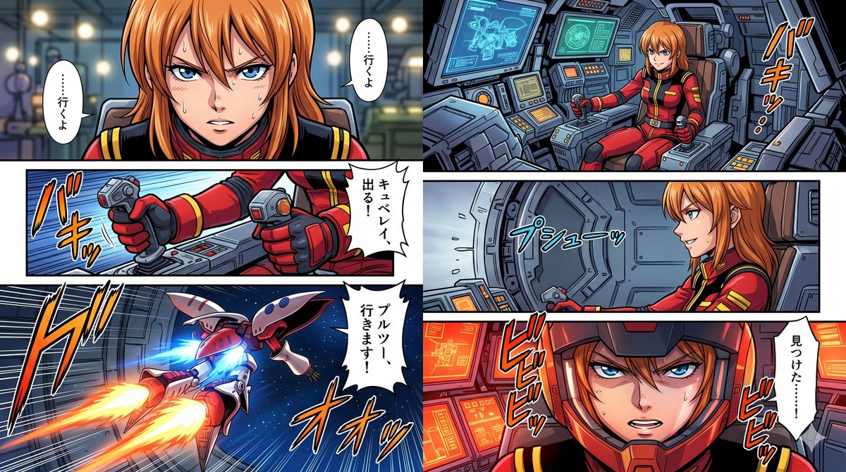 6-Panel Mecha Pilot Manga — Sora 2 Prompt