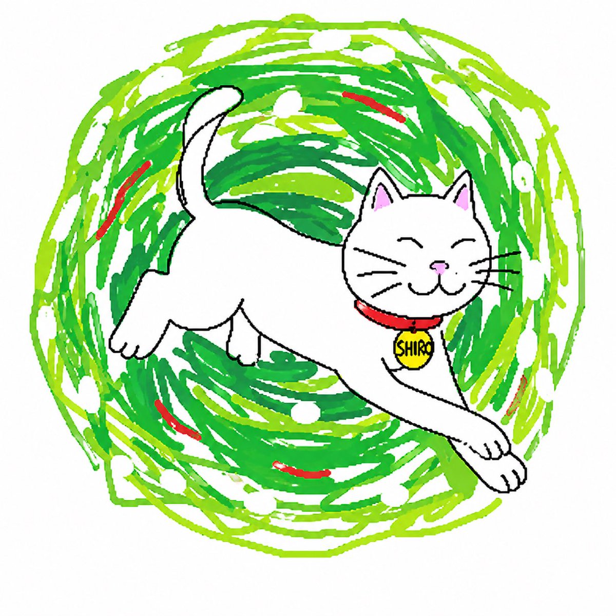 Clumsy Doodle Cat Meme Prompt — Playful Swirl Background