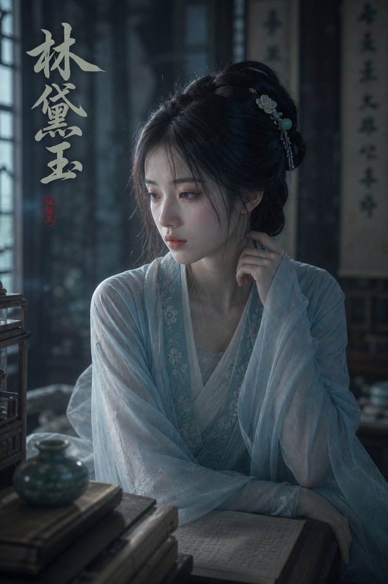 Melancholy Lin Daiyu Portrait — Cinematic AI Prompt