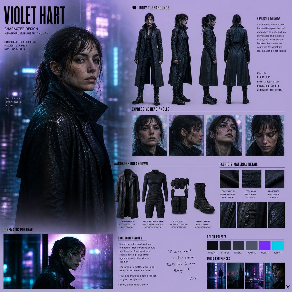 Neo-Noir Character Design — Cinematic & Cyberpunk